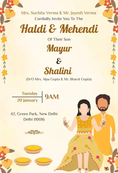 Vibrant Haldi Ceremony Celebration Invitation Template