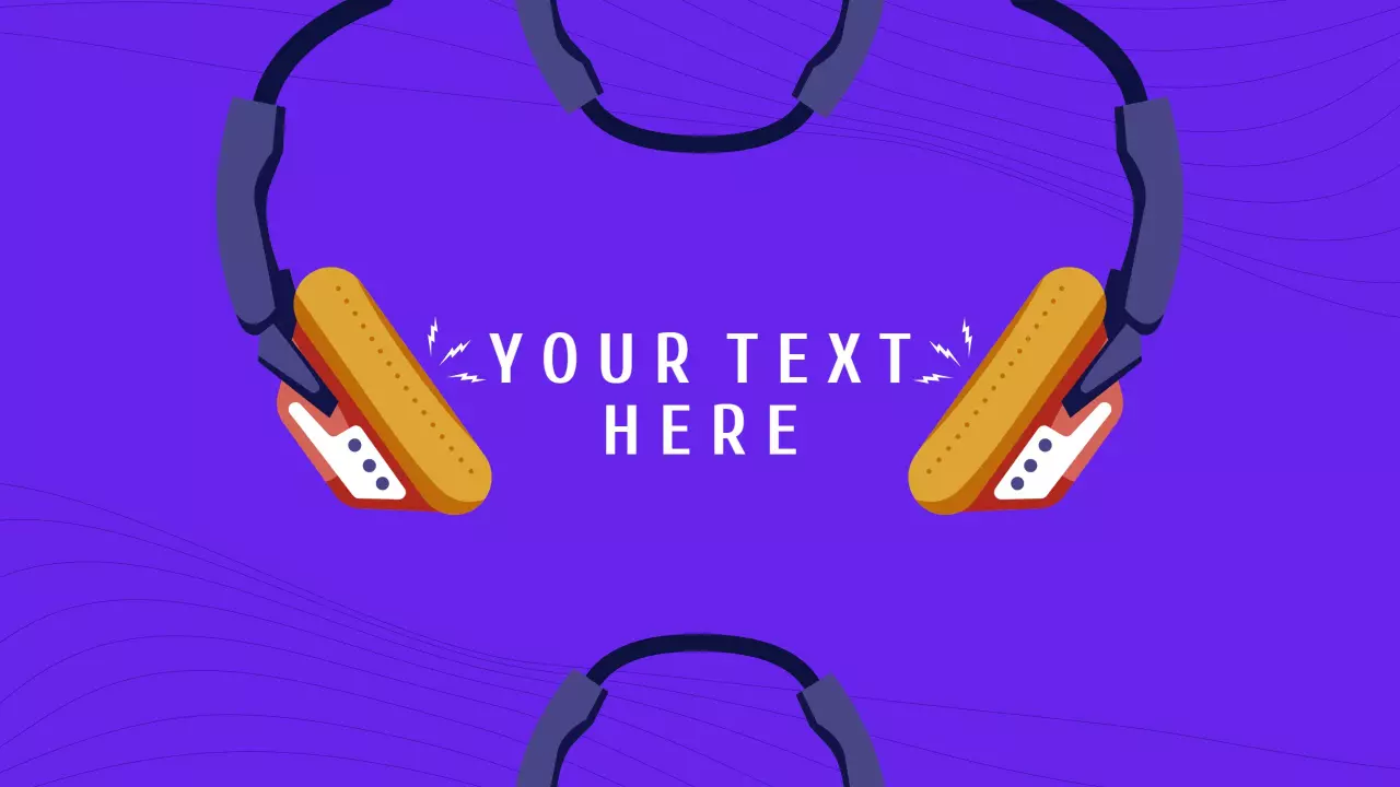 Vibrant Headphones on Purple Background YouTube Banner Template