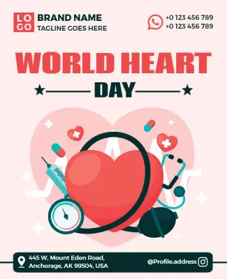 Vibrant Heart Health Awareness World Heart Day Poster Template
