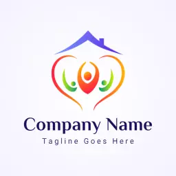 Vibrant Heart Shaped Family Embracing Togetherness Logo Template