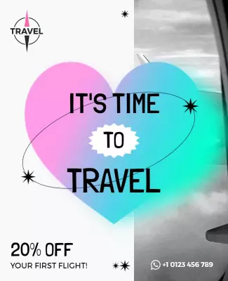 Vibrant Heart-Shaped Travel Promotion Poster Template
