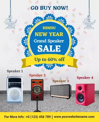 Vibrant Hindu New Year Grand Speaker Sale Poster Template