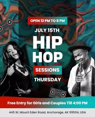 Vibrant Hip Hop Music Session Party Poster Template