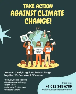 Vibrant Illustrated Climate Action Advocacy Poster Template