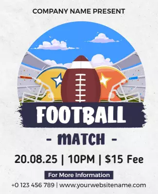 Vibrant Illustrated Football Match Event Poster Template