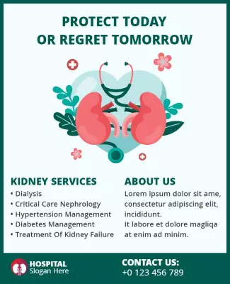 Vibrant Illustrated Kidney Health Services Flyer Template