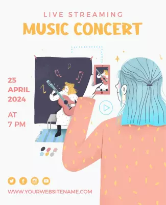 Vibrant Illustrated Live Streaming Music Concert Poster Template