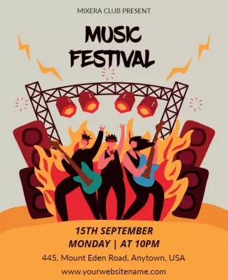 Vibrant Illustrated Music Festival Celebration Poster Template