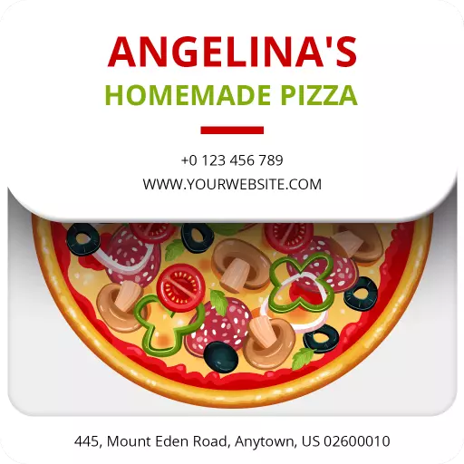 Vibrant Illustrated Pizza Restaurant Business Card Template