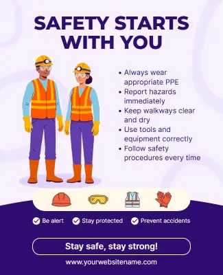 Vibrant Illustrated Workplace Safety Guidelines Poster Template