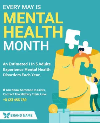 Vibrant Illustration for Mental Health Awareness Month Poster Template