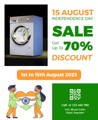 Vibrant Independence Day Sale for Home Appliances Poster Template