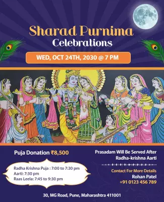 Vibrant Indian Cultural Celebration for Sharad Purnima Poster Template