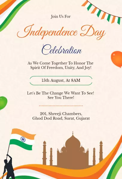 Vibrant Indian Independence Day Celebration Invitation Template