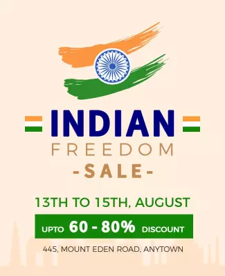 Vibrant Indian Independence Sale Discount Poster Template