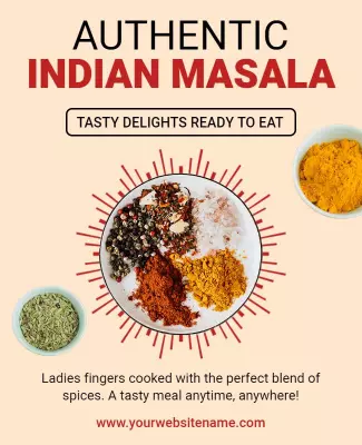 Vibrant Indian Masala Spices Culinary Delight Poster Template
