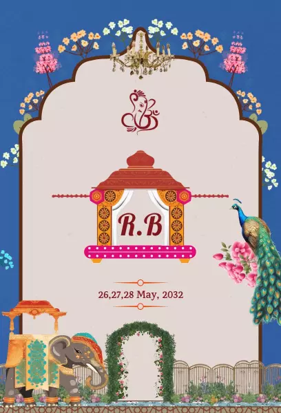Vibrant Indian Wedding Celebration Sangeet Sandhya Invitation Template