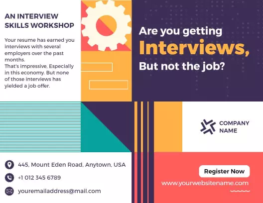Vibrant Interview Skills Workshop and Training Bi Fold Brochure Template
