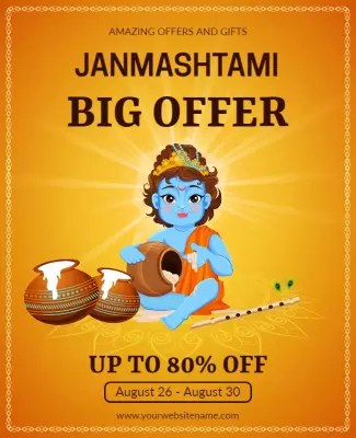 Vibrant Janmashtami Festival Big Offer Poster Template