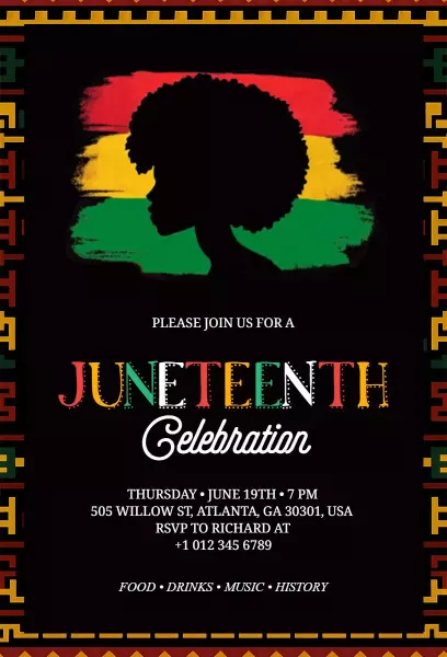 Vibrant Juneteenth Celebration Commemorative Invitation Template