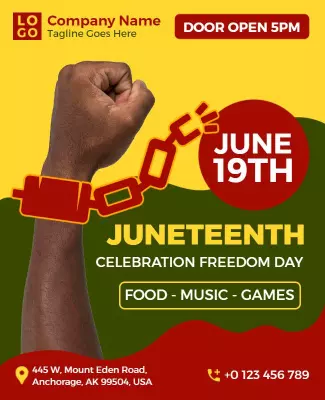 Vibrant Juneteenth Celebration Freedom Day Music Games Poster Template