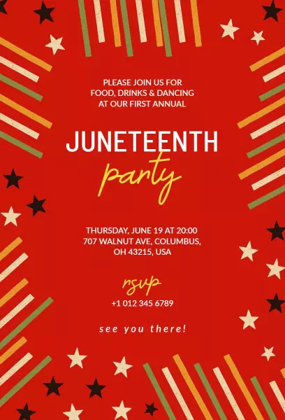 Vibrant Juneteenth Celebration Party Invitation Template