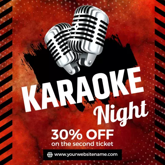 Vibrant Karaoke Night Promotion with Discount Offer Ad Template