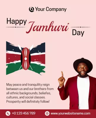 Vibrant Kenyan Flag Inspired Jamhuri Day Celebration Poster Template
