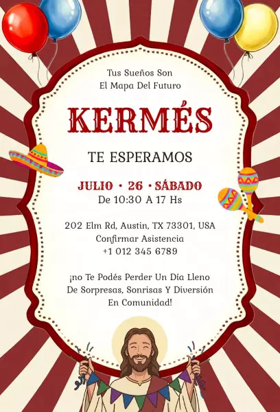 Vibrant Kermés Festival Community Gathering Invitation Template