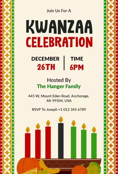 Vibrant Kwanzaa Cultural Festival Celebration Invitation Template
