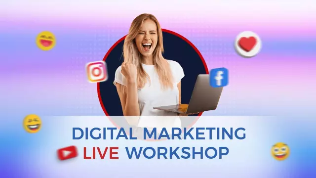 Vibrant Live Digital Marketing Workshop Trending YouTube Thumbnail Template