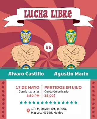 Vibrant Lucha Libre Wrestling Match Competition Poster Template