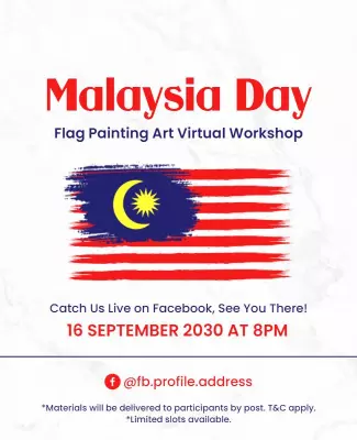 Vibrant Malaysia Day Flag Painting Virtual Workshop Poster Template