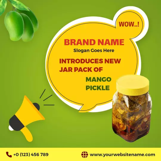 Vibrant Mango Pickle Jar Pack Promotion Ad Template
