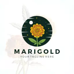 Vibrant Marigold Flower in a Circular Design Logo Template
