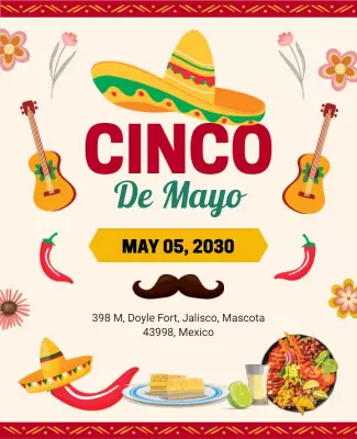 Vibrant Mexican Fiesta Cinco de Mayo Celebration Poster Template
