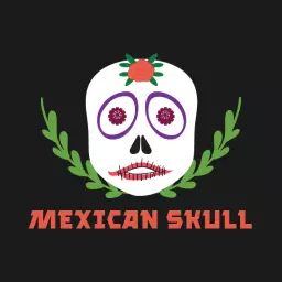 Vibrant Mexican Skull Design with Floral Accents Logo Template