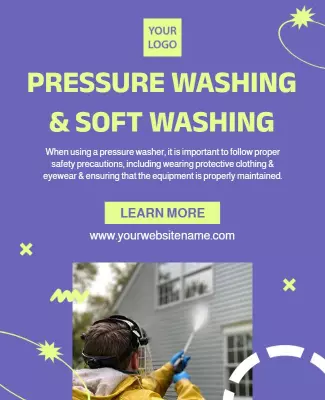 Vibrant Modern Pressure Washing Service Information Poster Template