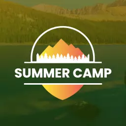 Vibrant Mountains and Forest Scene Representing Summer Camp Logo Template