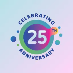 Vibrant Multi-Color Gradient Celebrating 25th Anniversary Logo Template