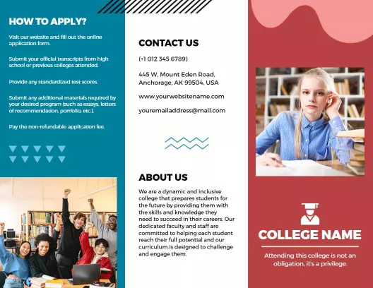 Vibrant Multi-Colored College Application and Opportunities Brochure Template