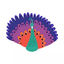 Vibrant Multicolored Peacock Displaying Nature's Beauty Logo Template