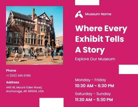 Vibrant Museum Exhibit Highlights and Events Exploration Brochure Template