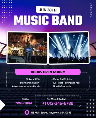 Vibrant Music Band Live Concert Event Poster Template