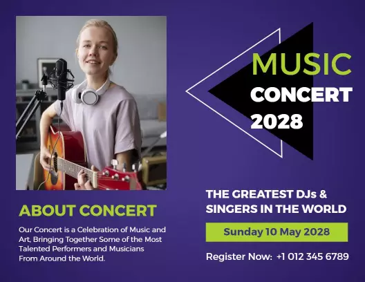 Vibrant Music Concert 2028 Live Show and Artist Lineup Brochure Template