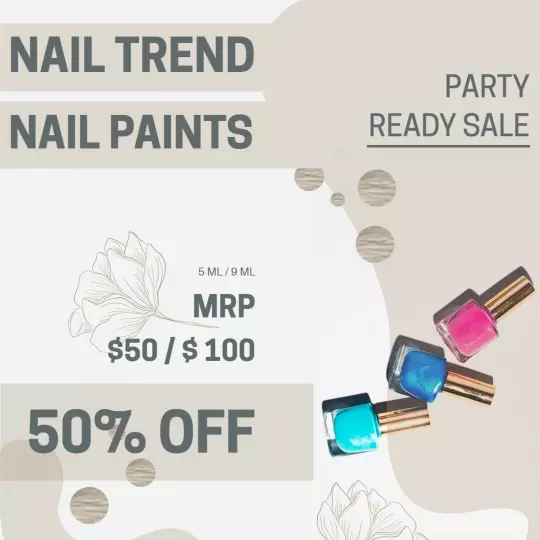 Vibrant Nail Trend Promotion with 50% Off for Party Sale Ad Template