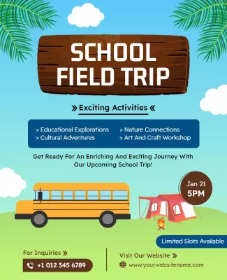 Vibrant Nature-Themed School Field Trip Activities Poster Template