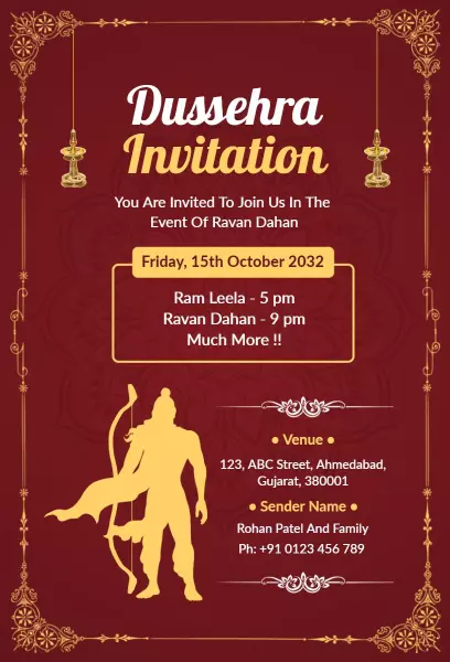 Vibrant Navaratri Dussehra Celebration Festivities Invitation Template