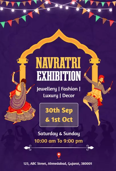 Vibrant Navaratri Festival Exhibition Celebration Invitation Template