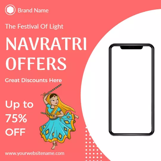 Vibrant Navratri Festival Discounts with Colorful Dancer Ad Template